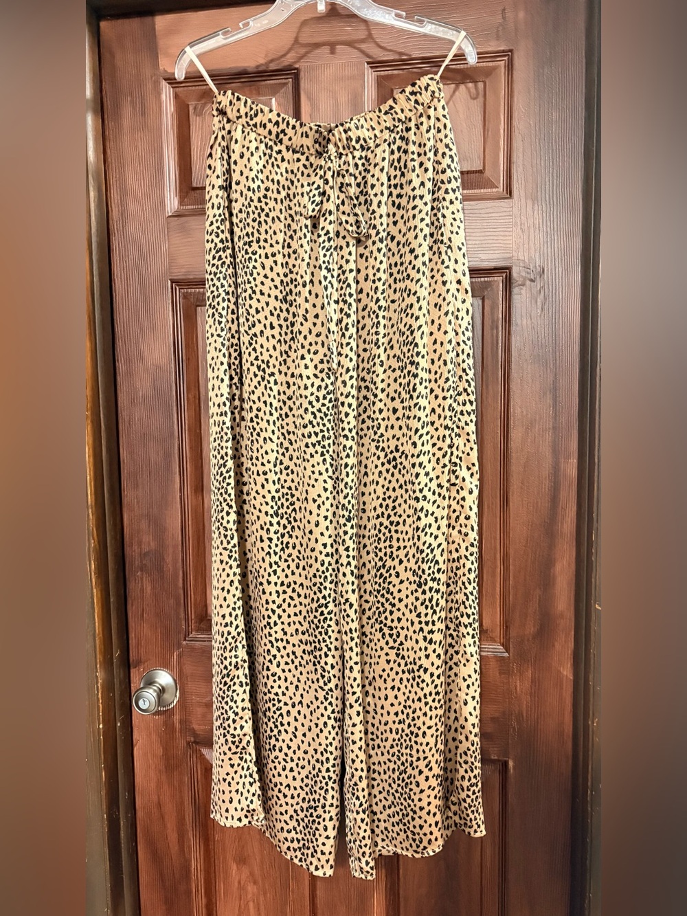 She + Sky Tan and Black Leopard Wide Leg Pants